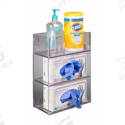 POLTEX Glove Box Holder: 5 7/8 in Overall Wd, 16 in Overall Ht, 11 3/4 in Overall Lg - Lab Storage Bins