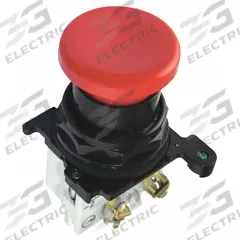 EATON Mushroom Head Push Button: Non-Illuminated, Mushroom Head Profile, Metallic, 30 mm, 1NO/1NC (MPN E34LB2-1X). Key specifications — Brand: EATON; Action: Momentary; Series: E34; Push Button Material Type: Metallic.