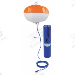 POWERMOON Temporary Job Site Light: LED, Corded, Balloon, 25 ft Power Cord Lg, 110V AC, Built-In (MPN PL600LED110V). Key specifications — Includes Bulb: Built-In; Brand: POWERMOON; Cord Designation: SJOW; Cord Wire Gauge: 12 AWG; Job Light Type: Balloon; Lighting Technology: LED; NEMA Plug Configuration: 5-15P; Operating Voltage: 110V AC.