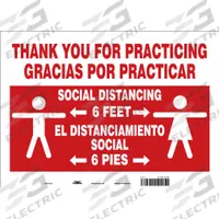 COVID 19 Social Distancing Sign: Plastic, White, Not Retroreflective, 10 in Ht, 14 in Wd (MPN 61KJ38). Key specifications — Sign Material: Plastic; Sign Background Color: White; Retroreflective Grade: Not Retroreflective.