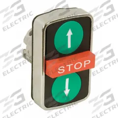 SCHNEIDER ELECTRIC Multihead Operator: Non-Illuminated, 3 Button, Extended Profile (MPN ZB4BA73134). Key specifications — attr211308: SCHNEIDER; attr1026606: Momentary/Momentary/Momentary; attr1026618: Stop; attr1026638: XB4; attr1063632: Metallic.
