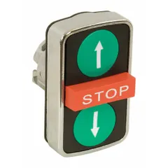 SCHNEIDER ELECTRIC Multihead Operator: Non-Illuminated, 3 Button, Extended Profile (MPN ZB4BA73134). Key specifications — attr211308: SCHNEIDER; attr1026606: Momentary/Momentary/Momentary; attr1026618: Stop; attr1026638: XB4; attr1063632: Metallic.