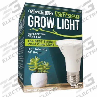 MIRACLE LED Grow Bulb: LED, PAR20, 120V, Full/Broad - Plant Growth Bulbs