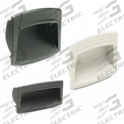 ELESA Recessed Pull Handle: Snap-In, Plastic, White, Tray, 4.3 in Overall Lg - Angled Inset Pull Handles