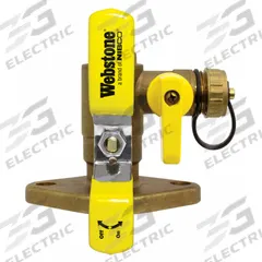 WEBSTONE Flanged Ball Valve w/Drain: 1 1/4 in, Brass, 600 psi Max. Op Pressure, Full Port Ball Port (MPN 40415HV). Key specifications — Brand: WEBSTONE; Handle Material: Steel; Includes: Adjustable Packing Glands.