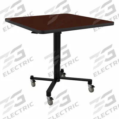 NATIONAL PUBLIC SEATING Café Table: Laminate, Mahogany, 40 1/2 in Overall Ht - Max - Adjustable-Height Cafe & Breakroom Tables