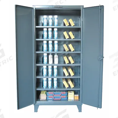STRONG HOLD Storage Cabinet: 36 in x 24 in x 78 in, Swing Handle & Padlock Hasp - Industrial Shelf Cabinets