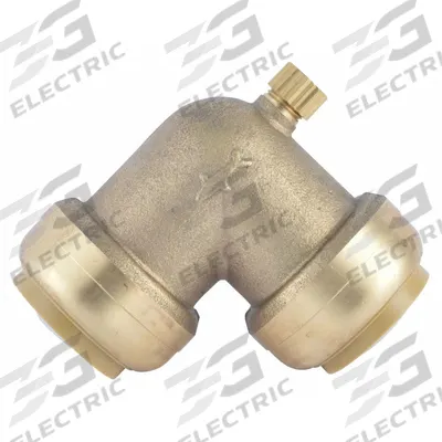 SHARKBITE Push-Fit Elbow Fitting: 1 in OD x 1 in OD Size, Push-to-Connect x Push-to-Connect - Standard Brass Push-to-Connect Tube Fittings