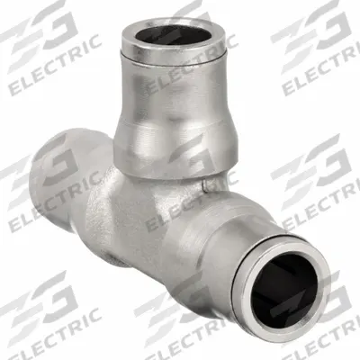 LEGRIS Push-Fit Tee Fitting: 12 mm OD x 12 mm OD x 12 mm OD Size - Nickel-Plated Brass Tube Fittings
