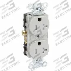 HUBBELL Receptacle: Duplex, 5-20, Gray, 125V AC, 20 A, 2 Pole / 3 Wire (MPN CR20GRYTR)