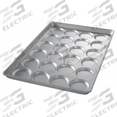 CHICAGO METALLIC Bun and Roll Pan: Aluminized Steel, 24 Slots, 17 3/4 in Overall Wd, 26 ga Gauge (MPN 42495E). Key specifications — Pan Style: Hamburger Bun Pan; Brand: CHICAGO METALLIC; Color: Shiny Gray; Material: Aluminized Steel; NSF Certified: No; Number of Slots: 24.