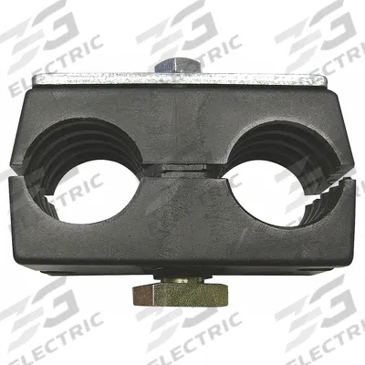 BEHRINGER PIPE SYSTEMS Vibration-Dampening Beta Clamp: Ribbed Bore, Steel Clamp, For 2 Lines (MPN R0T5125-PP) - Vibration-Dampening Textured Core Beta Clamps
