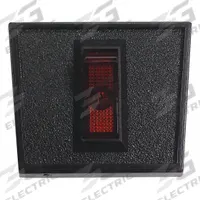 BATTERY DOCTOR Automotive Switch: Rocker Switch, SPST, 3 Connections, Off/On, Red, Black, Slip Male (MPN 20595). Key specifications — Contact Form: SPST; Switch Function: Off/On; Actuator Color: Red; Stem Color: Black; Terminals: Slip Male; Mounting Style: Panel Mount; Brand: BATTERY DOCTOR; Switch Type: Rocker Switch.
