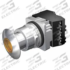 SIEMENS Mushroom Head Push Button: Illuminated, Mushroom Head Profile, Metallic, 30 mm, 1NO/1NC (MPN 52PP2E9A). Key specifications — Brand: SIEMENS; Action: Maintained; Series: Class 52; Push Button Material Type: Metallic.