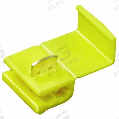3M Insulation Displacement Connector: 2 Ports, Yellow, 12 AWG – 10 AWG Run Size Range - Double-Port Run Tap Wire Connectors