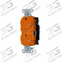 HUBBELL Receptacle: Duplex, 5-20, Orange, 125V AC, 20 A, 2 Pole / 3 Wire (MPN BR20STOTR)