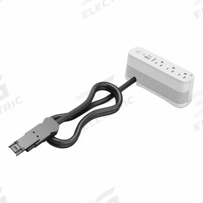 WIREMOLD Furniture Power Outlet: 3 Outlets, 3 ft Cord Lg, White, 5-15R - Furniture Power Strips