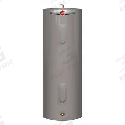 RHEEM Electric Water Heater: 240V AC, 40 gal, 4,500 W, Single Phase, 48.3 in Ht - Light-Duty Residential Electric Water Heaters