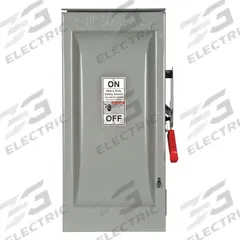 SIEMENS Safety Switch: Fusible, 100 A, Single Phase, 600V AC, Galvanized Steel, Indoor/Outdoor (MPN HF263R). Key specifications — Brand: SIEMENS.