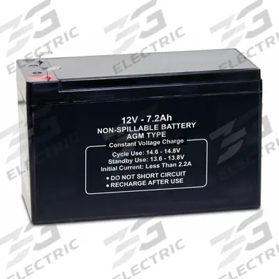 APPROVED VENDOR Sealed Lead Acid Battery: 12V DC, 7.2 Ah Capacity, 3.78 in Ht, 2.58 in Wd - AGM Sealed Lead Acid Batteries