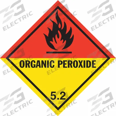 JJ KELLER Container Label: Organic Peroxide, 4 in x 4 in, 4 in Label Ht, 4 in Label Wd - Class 5: Oxidizing Agents & Organic Peroxides