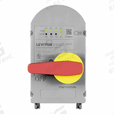 LEVITON Disconnect Switch: Non-Fusible, 30 A, Single or Three Phase, 600V AC - Non-Fusible Safety Switches