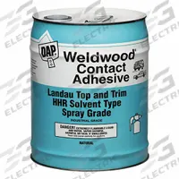 DAP Contact Cement: Weldwood Landau Top and Trim, Gen Purpose, 1 gal, Can, Neutral, Water-Resistant (MPN 233). Key specifications — Primary Applications: General Purpose; For Surface Type: Non-Porous or Porous; Adhesive Color: Neutral; Application Method: Roll On; Heat Resistant: Yes; Low Odor: No; Water Resistance: Water-Resistant; Standards: A-A-1936.
