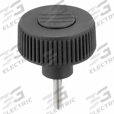 KIPP Hand Knob: Knurled, Plastic w/ SS Thread, M5 Thread, 20 mm Thread Lg, 40 mm Dia - Knurled Knobs with Threaded Stud