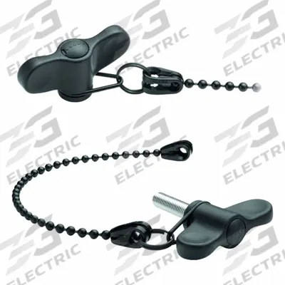 ELESA Hand Knob: Wing, Plastic, 200 mm Nominal Tether Lg, M8 Thread, 20 mm Thread Lg - Tethered Corrosion-Resistant Wing Knobs with Threaded Stud
