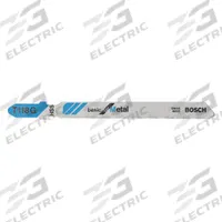BOSCH Jigsaw Blade: 36, 3 5/8 in Blade Lg, Bi-Metal, High Speed Steel, T Shank, 1 Pieces, 5 PK (MPN T118G). Key specifications — attr1097716: Thin Metal; attr1097715: Bi-Metal; attr1097719: 36; attr1097721: High Speed Steel; attr1097728: BOSCH.
