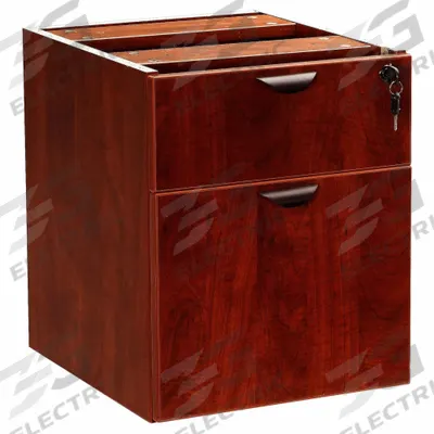 BOSS Desk Pedestal: Mahogany, 2 Drawers, 16 in Overall Wd, 19 in Overall Ht - Desk Pedestals