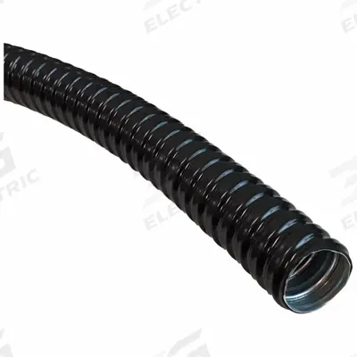 ELECTRIDUCT Liquid Tight Flexible Conduit: 2 in Trade Size, Black - Low Smoke & Flame Retardant Liquid-Tight Flexible Metal Conduit