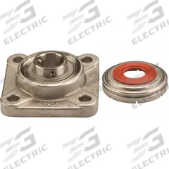 NTN 4 Bolt Flange Bearing: Radial Ball, 1 7/16 in Bore, SS, Set Screws, 4 19/32 in Lg, 1 3/4 in Wd (MPN SUCF207-23C0FG1). Key specifications — Bore Type: Cylindrical; Brand: NTN; Lubricant Material: FDA/USDA-H1 Solid Grease; Mounting Bolt Size: 1/2 in; System of Measurement: Inch; Included Bearing Cap: Open Cap.