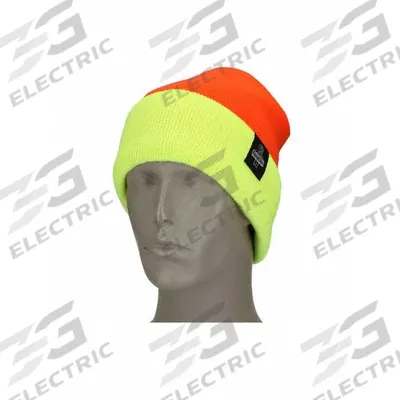 REFRIGIWEAR HiVis Reversible Knit Cap: Reversible Knit Cap, Orange/Lime, Universal - Beanies