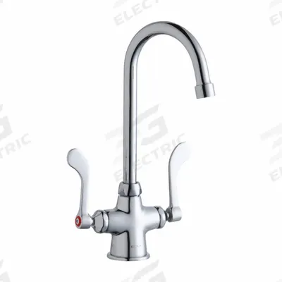 ELKAY Handle-Operated Faucet: Elkay, Brass, Centerset, Deck, 1 Mounting Holes - Centerset Kitchen Faucets