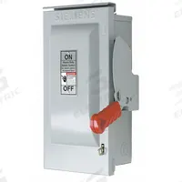 SIEMENS Safety Switch: Fusible, 30 A, Three Phase, 600V AC, Galvanized Steel, Indoor/Outdoor (MPN HF361NR). Key specifications — Brand: SIEMENS.