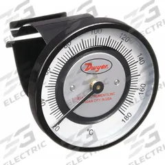 DWYER Clip Pipe Mount Dial Thermometer: 20°C to 180°C, +/- 2% Accuracy, 2 in Dial Dia (MPN STC162). Key specifications — Accuracy: +/- 2%; Brand: DWYER.