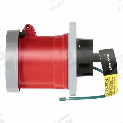 LEVITON Pin and Sleeve Receptacle: Red, 480V AC, Three Phase, 60 A, 3 Pole, 4 Wire - Washdown-Rated Receptacles