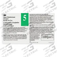 TOLCO Secondary Bottle Label: 11 in Ht, 8 1/2 in Wd, 12 PK (MPN 340405). Key specifications — Legend: 3M Quat Disinfectant Cleaner Concentrate 5; Brand: TOLCO; Product Type: Secondary Bottle Label.