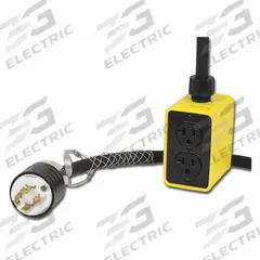 KH INDUSTRIES Pendant Drop Outlet Box: 25 ft Lg, 12/4, L14-20P Plug, 4 Outlets, 20 A Current, Black (MPN PP9DD-520-B12F-L1420). Key specifications — Brand: KH INDUSTRIES; Power Indicator: No; Temperature Rating: -40° to 194°F; NEMA Plug Configuration: L14-20P.