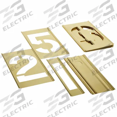 C.H. HANSON Stencil Set: 0 to 9/Dash (-)/Period (.), 5 in Character Ht, Brass - Brass Interlocking Stencil Sets