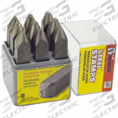 C.H. HANSON Hand Stamp Kit: 0 to 8 (With 6 Serving as 9), 1/4 in Character Ht - Corrosion-Resistant Stamps