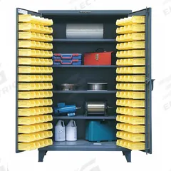 STRONG HOLD Bin Cabinet: 48 in x 24 in 78 in, 4 Shelves, 0 Bins, Flush, 12 ga Panel, Gray, Flush (MPN 46-BS-244/1). Key specifications — Assembled: Assembled; Cabinet Style: Shelf and Bin; Brand: STRONG HOLD; Cabinet Color: Dark Gray; Cabinet Finish: Baked Enamel; Cabinet Material: Steel; Cabinet Storage Components: Bins.