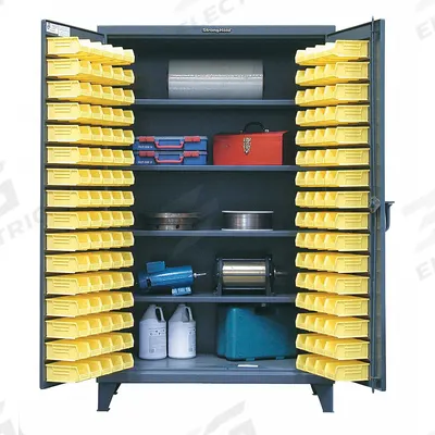 STRONG HOLD Bin Cabinet: 48 in x 24 in 78 in, 4 Shelves, 0 Bins, Flush, 12 ga Panel - Customizable Bin Cabinets with Shelves