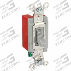 HUBBELL Wall Switch: Toggle Switch, Single Pole, Maintained, Gray, 120/277V AC, 20 A (MPN HBL1221GY). Key specifications — Illuminated: No; Voltage Rating: 120/277V AC.
