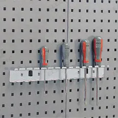 KENNEDY Screwdriver Holder: 3/4 in x 17 3/4 in x 1 1/2 in, 1 Hooks, 3/4 in Hook Dp, Locking Clip (MPN 99840). Key specifications — Mounting Type: Surface; Includes: Screwdriver Rack; Finish: Powder Coated; Color: Gray; Accessory Type: Toolholder; Locking System: Locking Clip; Material: Steel; For Tool Type: Screwdrivers.