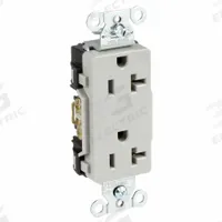 HUBBELL Receptacle: Decorator Duplex, 5-20, Gray, 125V AC, 20 A, 2 Pole / 3 Wire (MPN DR20GRY)