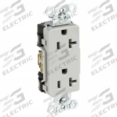 HUBBELL Receptacle: Decorator Duplex, 5-20, Gray, 125V AC, 20 A, 2 Pole / 3 Wire (MPN DR20GRY)