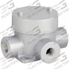 Conduit Outlet Body: Aluminum, GE, 3/4 in Trade Size, T Body, 29 cu in Body Capacity (MPN GEBT-2). Key specifications — Series: For Standard Body; Compatible Conduit Trade Size: 3/4 in; Thread Gender: Female; Hub Style: Threaded; Cover Included: Yes; Body Style: T; Connection Type: Threaded; Back Type: Flat.
