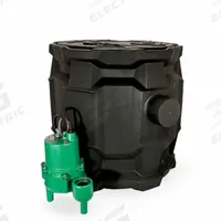 MYERS Sewer Ejector Pump System: 38.5 gal, 2/5 hp, 115V AC, 60 gpm Flow Rate @ 10' of Head, 4 in (MPN SB24SRM-01). Key specifications — Rated Voltage: 115V AC; Discharge Location: Top; Brand: MYERS; Switch: Piggyback Tether Float.